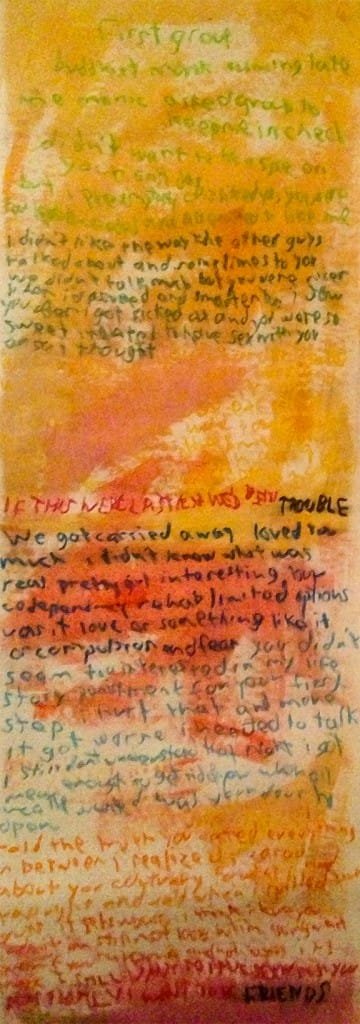 "Face Thing." 12/12/12. Oil pastel and watercolor. 12x34".