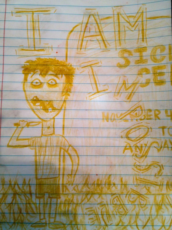 "First Day of My Life (Story)." 11/28/12. Colored pencil. 6x8½".