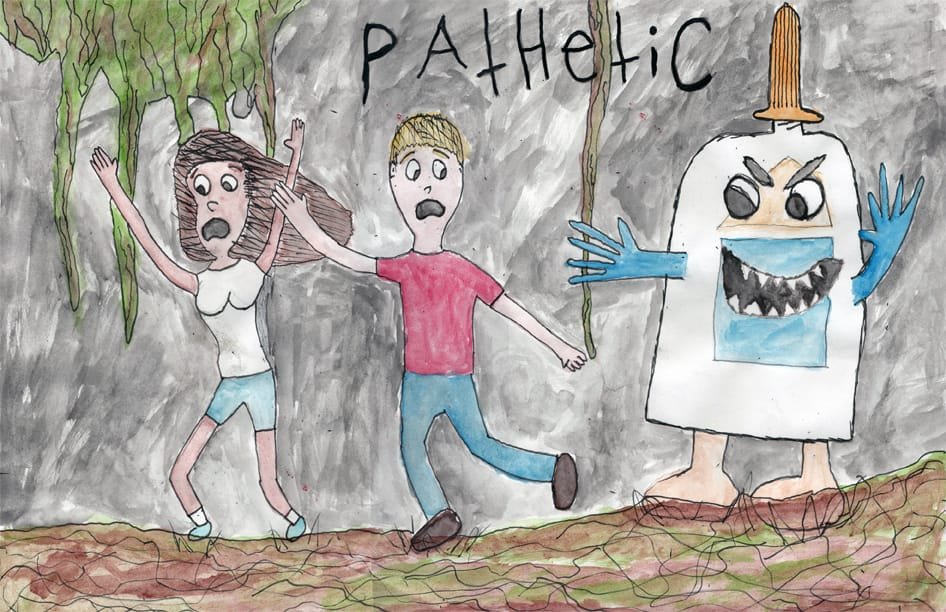 "Give Up, Sniff Glue." 10/24/12. Watercolor, pencil, and pen. 12x18".