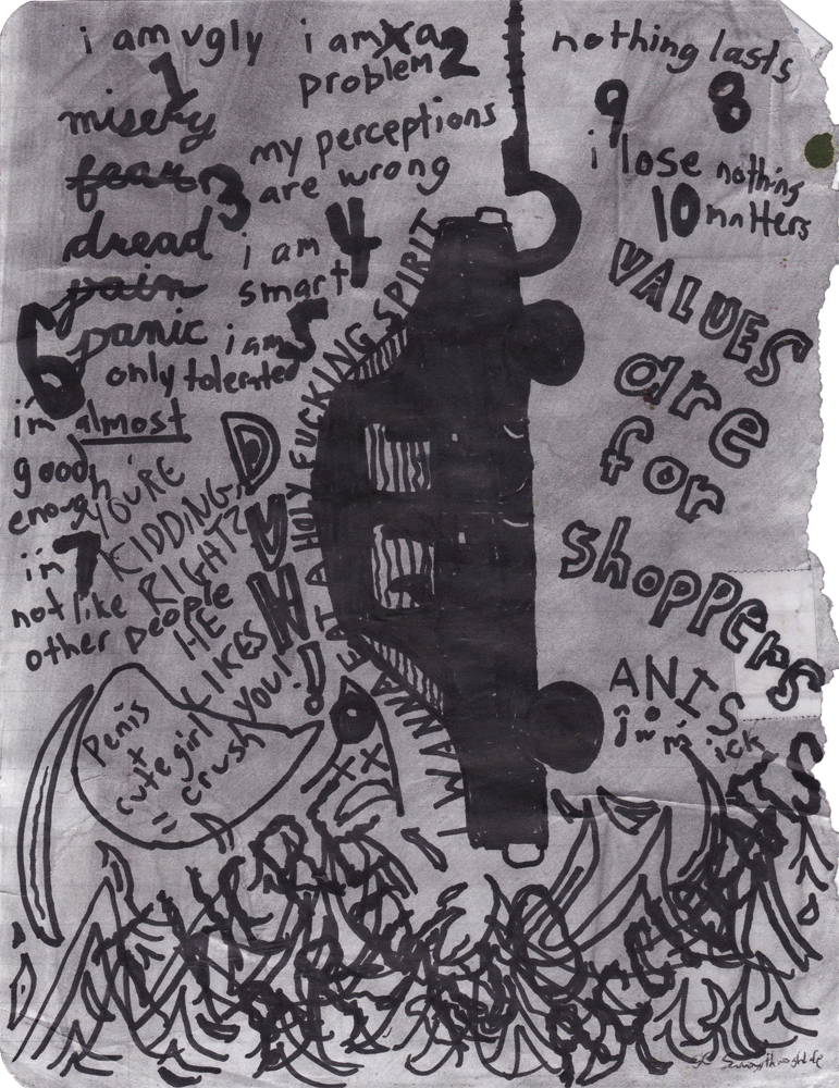 "Values are For Shoppers." 12/3/12. Marker. 7½x9½”.
