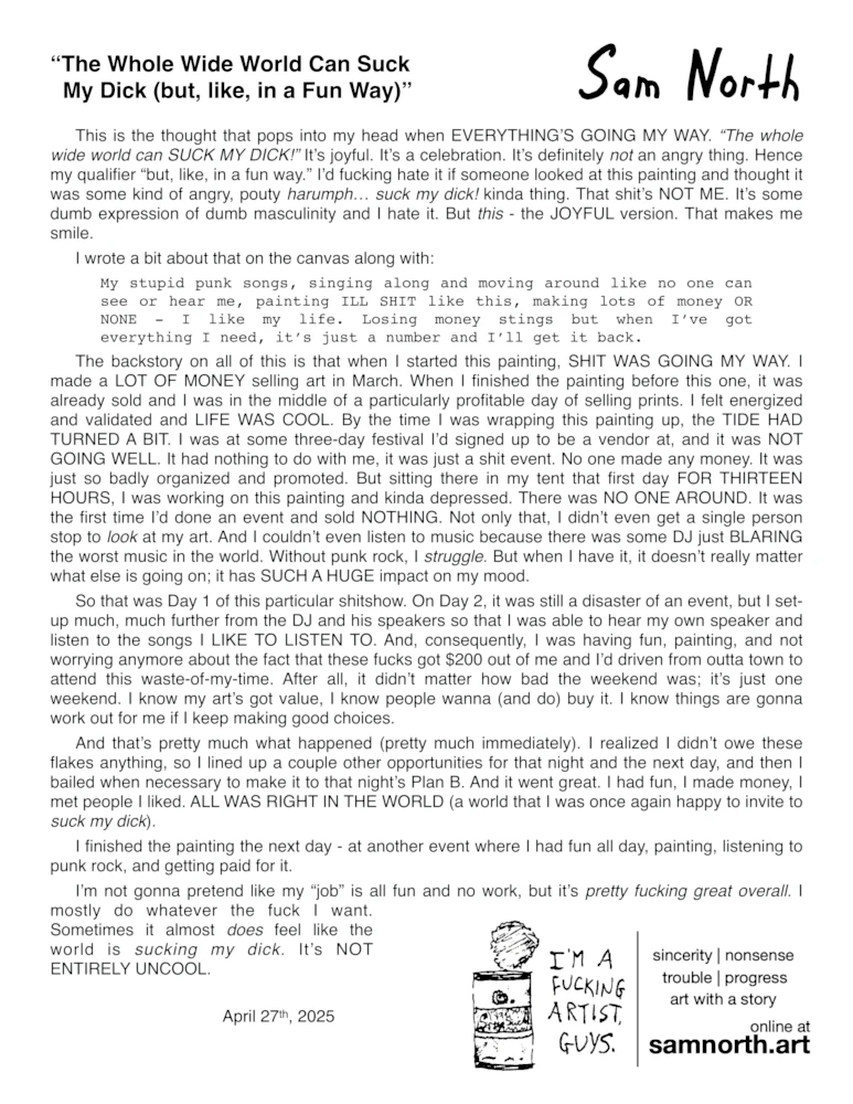 "The Whole Wide World Can Suck My Dick (but, like, in a Fun Way)" 14x11-inch art print - Image 2