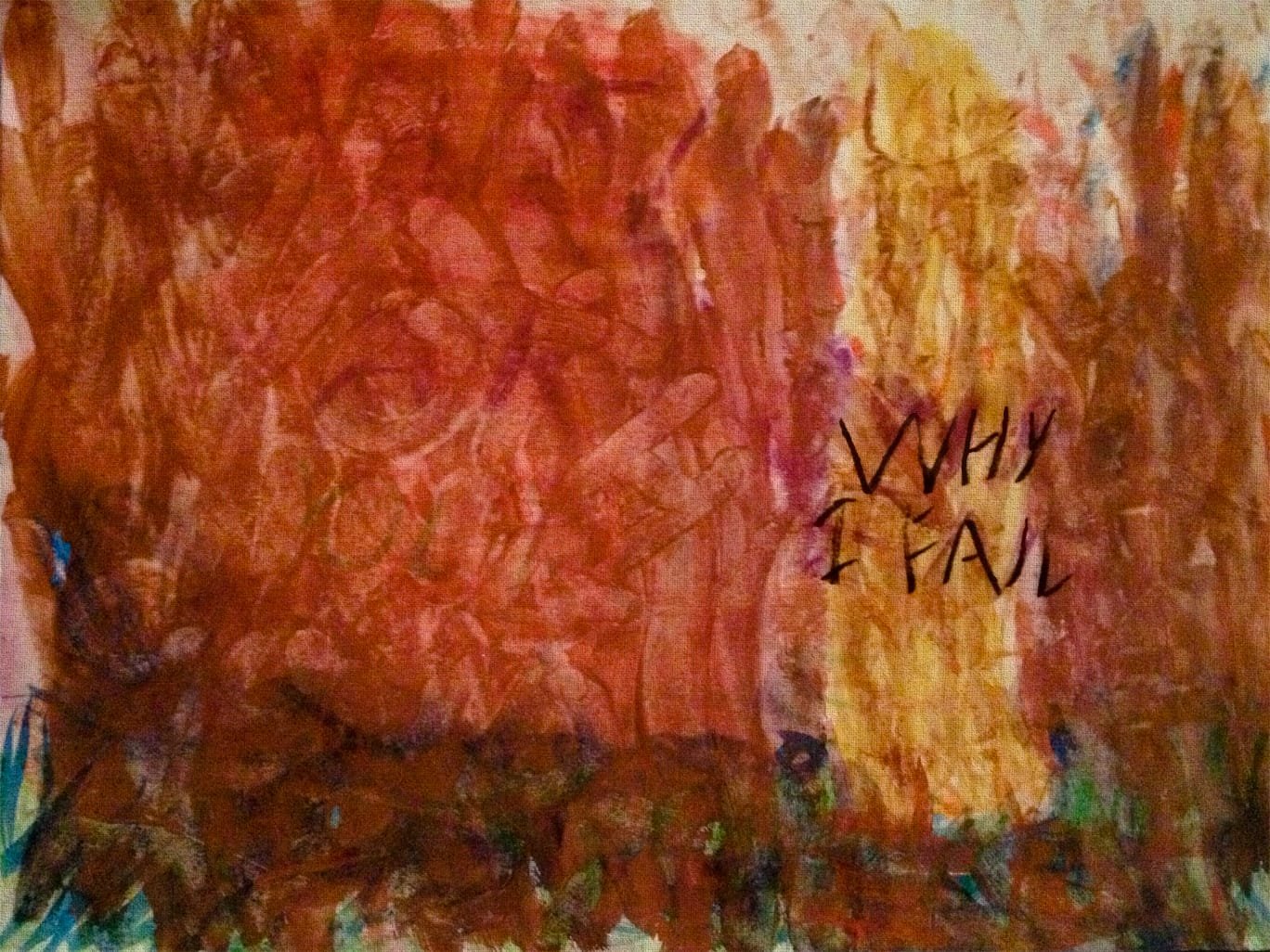 "Why I Fail." 12/8/12. Tempera, watercolor, oil pastel. 9x12".