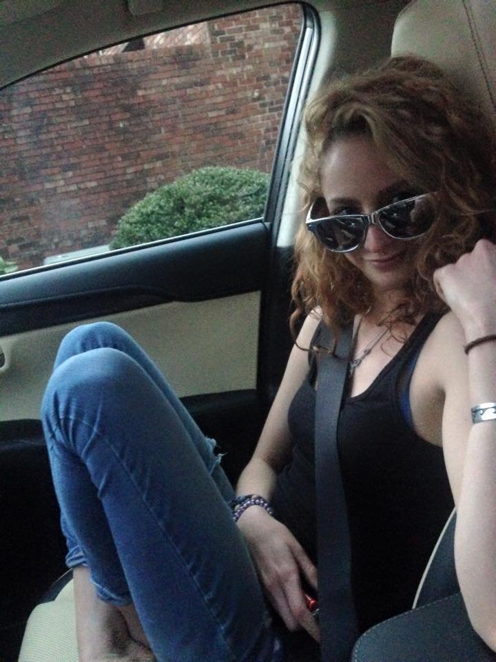 Wallis, riding in style, a week or so ago, while we were staying with Mary Beth in Atlanta.