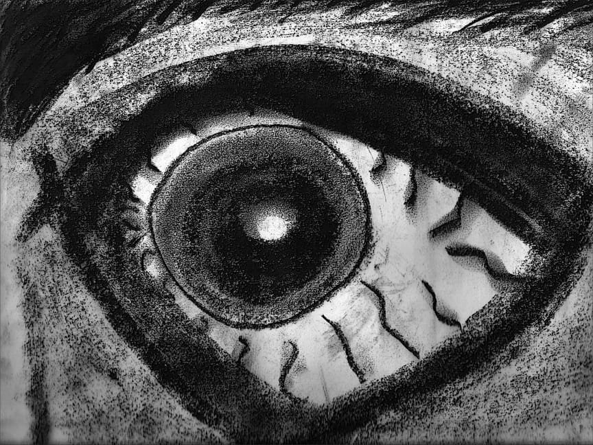 "Eye." 1/17/13. Charcoal. 9x12".
