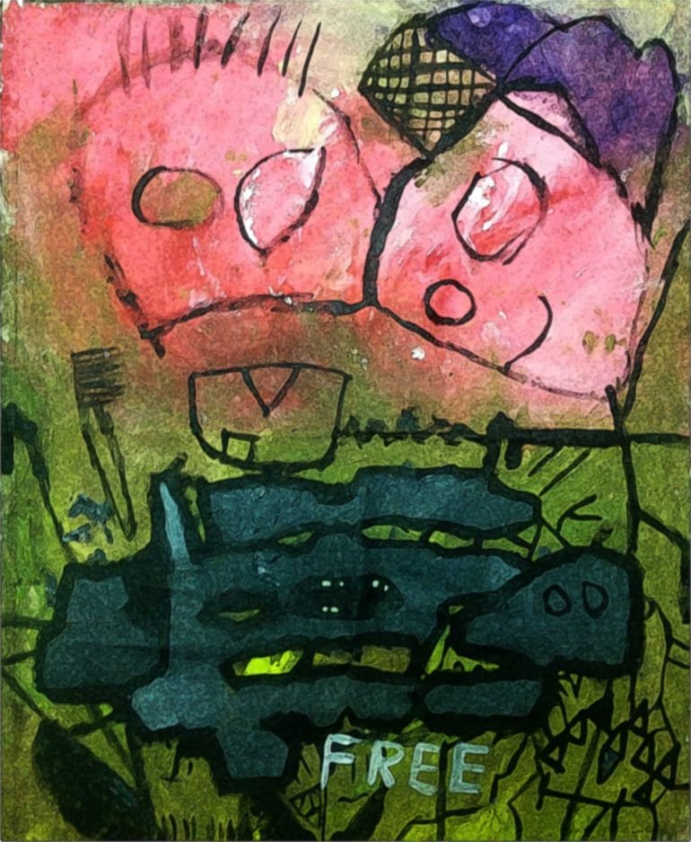 "Free (From Expectations, Shoes, and Toothpaste)." 4/28/13. Acrylics on canvas. 29x36".