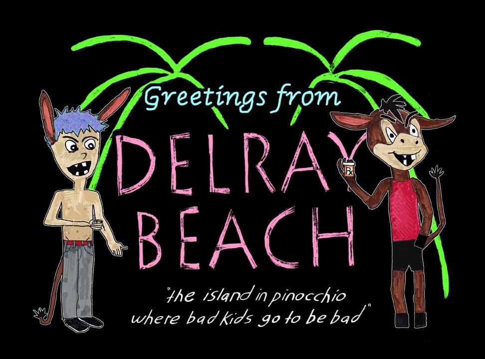 "Greetings From Delray Beach." 10/8/13. Pencil, marker, digital. 10x13½”.