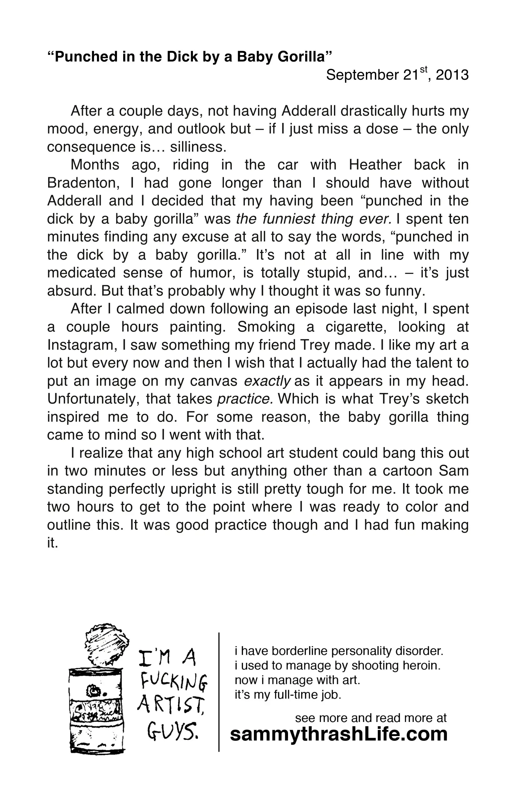 "Punched in the Dick by a Baby Gorilla” 10x8-inch art print - Image 2