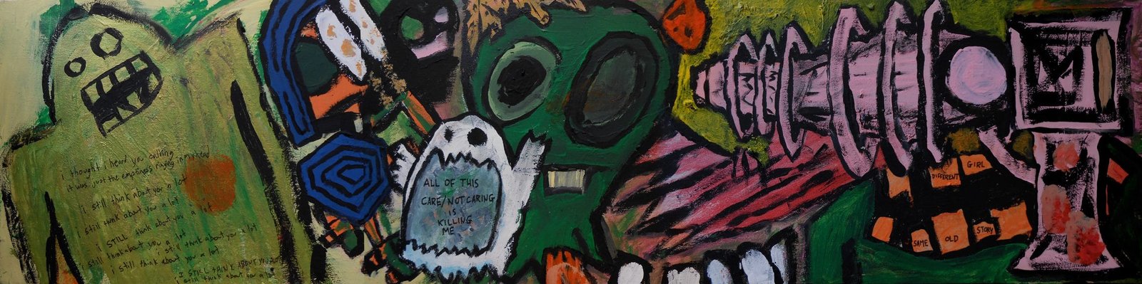 "Raygun Youth." 8/3/13. Acrylic paint and ink on wood panel. 24x6".